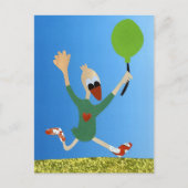 Carte Postale Joyeux anniversaire et joie de courir avec un ball (Devant)