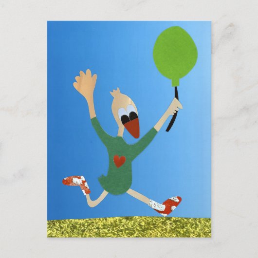 Carte Postale Joyeux anniversaire et joie de courir avec un ball (Devant)