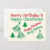 Carte Postale Joyeux Anniversaire et Joyeël Noël - Noël Anniv (Devant / Derrière)