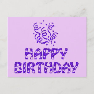 Carte Postale Joyeux Anniversaire et Serpentins Faux Paillettes