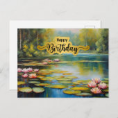 Carte Postale Joyeux Anniversaire Etang Lily, Forêt, Nature (Devant / Derrière)