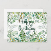 Carte Postale Joyeux anniversaire Eucalyptus Feuilles et Plantes (Devant / Derrière)