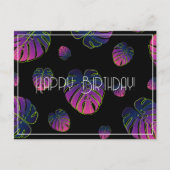 Carte Postale Joyeux Anniversaire Feuille Tropicale de Monstera (Devant)