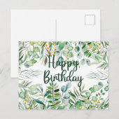 Carte Postale Joyeux Anniversaire Feuilles d'eucalyptus et plant (Devant / Derrière)