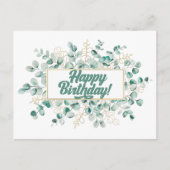 Carte Postale Joyeux Anniversaire Feuilles d'Eucalyptus Vertes e (Devant)