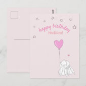 Carte Postale Joyeux Anniversaire ! Fille aux jolis lapins d'ann (Devant / Derrière)