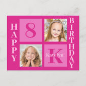 Carte Postale Joyeux Anniversaire Filles 2 Photo Rose Chaud Pers (Devant)