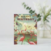 Carte Postale Joyeux anniversaire flamands roses (Debout devant)