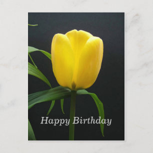 Carte Postale joyeux anniversaire fleur de tulipe jaune