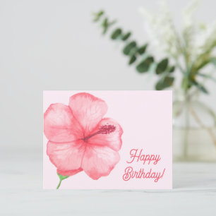 Carte Postale Joyeux anniversaire   Fleur d'Hibiscus tropical