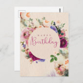 Carte Postale Joyeux anniversaire fleurs (Devant / Derrière)