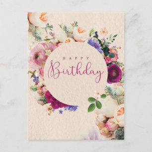 Carte Postale Joyeux anniversaire fleurs