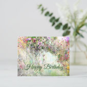 Carte Postale Joyeux Anniversaire Fleurs Abstrait Aquarelle (Debout devant)