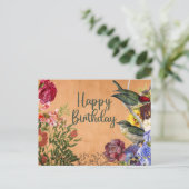 Carte Postale Joyeux Anniversaire Fleurs Aquarelle Vintage, Oise (Debout devant)