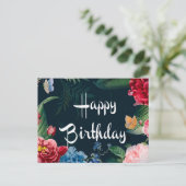 Carte Postale Joyeux anniversaire, fleurs colorées, (Debout devant)