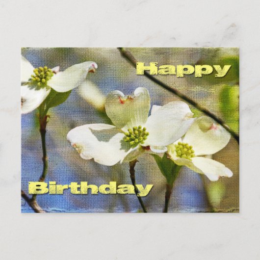 Carte Postale Joyeux anniversaire - Fleurs de bois de chien (Devant)
