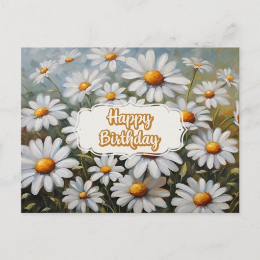 Carte Postale Joyeux Anniversaire Fleurs de Marguerite en Fleur (Devant)