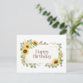 Carte Postale Joyeux Anniversaire Fleurs de soleil (Debout devant)