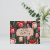 Carte Postale Joyeux Anniversaire Fleurs de Tulipe (Debout devant)