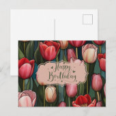 Carte Postale Joyeux Anniversaire Fleurs de Tulipe (Devant / Derrière)