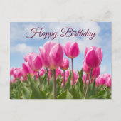 Carte Postale Joyeux Anniversaire Fleurs de Tulipe Rose (Devant)