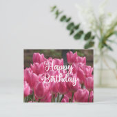 Carte Postale Joyeux Anniversaire Fleurs de Tulipes Roses (Debout devant)