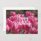 Carte Postale Joyeux Anniversaire Fleurs de Tulipes Roses (Devant / Derrière)