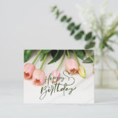 Carte Postale Joyeux Anniversaire Fleurs de Tulipes Roses (Debout devant)