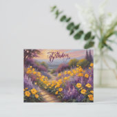 Carte Postale Joyeux Anniversaire Fleurs d'été Abstraites (Debout devant)