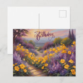 Carte Postale Joyeux Anniversaire Fleurs d'été Abstraites (Devant / Derrière)