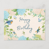 Carte Postale Joyeux Anniversaire Fleurs D'Hydrangea Aquarelle (Devant)