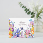 Carte Postale Joyeux Anniversaire Fleurs et Jardin d'Iris à l'Aq (Debout devant)