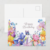 Carte Postale Joyeux Anniversaire Fleurs et Jardin d'Iris à l'Aq (Devant / Derrière)