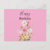 Carte Postale Joyeux Anniversaire Fleurs Sauvages Rose (Devant)