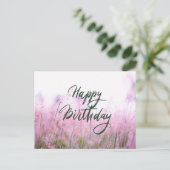 Carte Postale Joyeux Anniversaire Fleurs Sauvages Rose Pâle  (Debout devant)