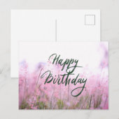 Carte Postale Joyeux Anniversaire Fleurs Sauvages Rose Pastel (Devant / Derrière)