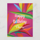 Carte Postale Joyeux anniversaire Fleurs tropicales (Devant)