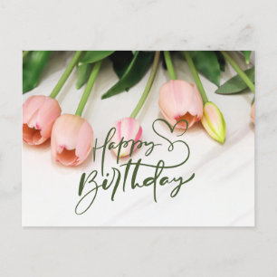 Carte Postale Joyeux Anniversaire Fleurs Tulipes Roses 
