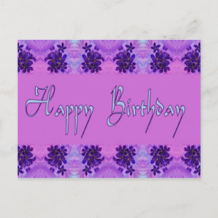 Carte Postale Joyeux Anniversaire fleurs violettes