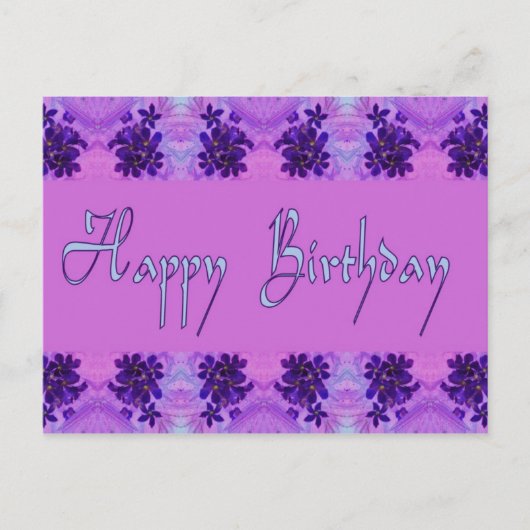 Carte Postale Joyeux Anniversaire fleurs violettes (Devant)