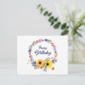 Carte Postale Joyeux Anniversaire Floral (Debout devant)