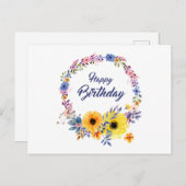 Carte Postale Joyeux Anniversaire Floral (Devant / Derrière)