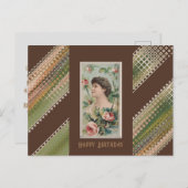 Carte Postale Joyeux anniversaire Floral Beautés Moss Rose (Devant / Derrière)