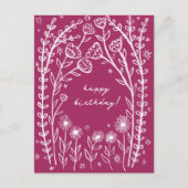 Carte Postale Joyeux Anniversaire Floral Fantaisie Sketch Doodle (Devant)