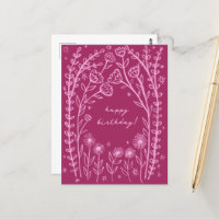 Joyeux Anniversaire Floral Fantaisiste Croquis Doo