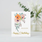 Carte postale Joyeux Anniversaire Floral Watercolo (Debout devant)