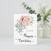 Carte postale Joyeux Anniversaire Floral Watercolo (Debout devant)