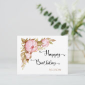 Carte postale Joyeux Anniversaire Floral Watercolo (Debout devant)