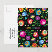 Carte Postale 🌸 Joyeux anniversaire folklore vertical personnal (Devant / Derrière)