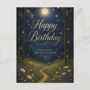 Carte Postale Joyeux Anniversaire Forêt Enchantée Papillon de Nu